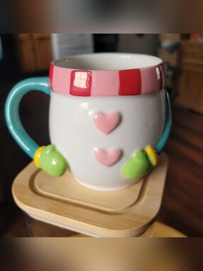 Hallmark Snowman White Ceramic Mug with Green Accent Handles